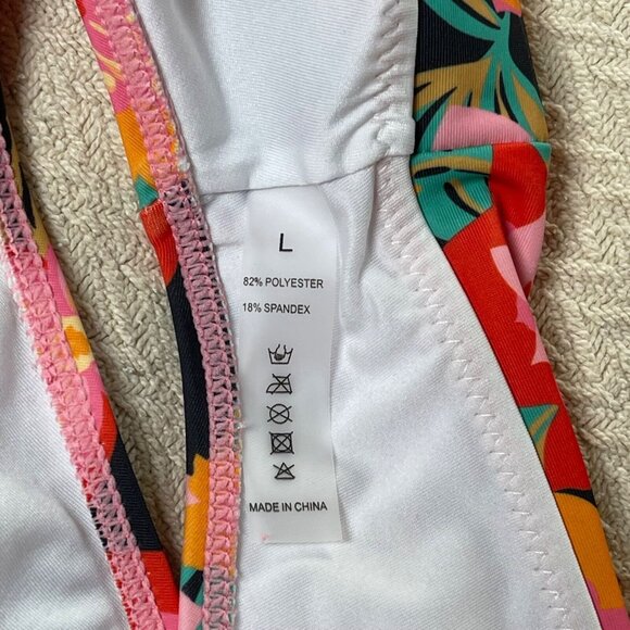 Women’s 2-Piece Swimsuit Large Floral Bandeau High Waist Bikini Adjustable Strap - Picture 7 of 8